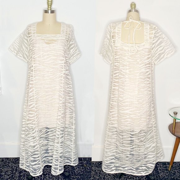 NWOT Urban Outfitters Fes Sheer Tie-Back Tiger Print Midi Dress / Swim Cover - Picture 2 of 7